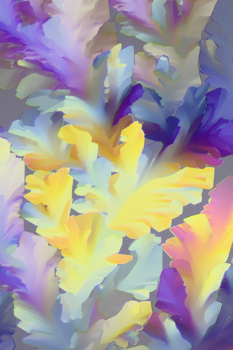 "EPHEMERA" -Floral THC Crystal Art in Pastel Blue and Yellow