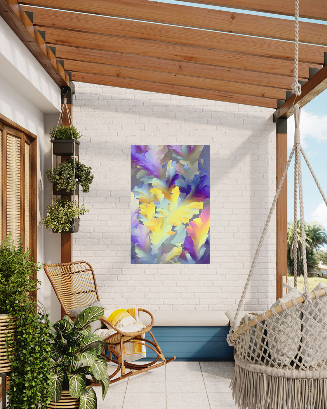 "EPHEMERA" -Floral THC Crystal Art in Pastel Blue and Yellow