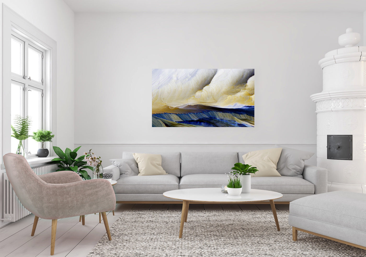 MAJESTIC wine wall art in living room – crystal photography print