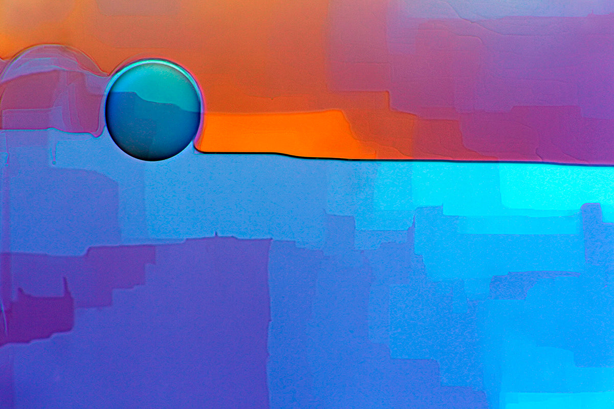 "ONCE IN A BLUE MOON" -Photograph of crystalline phenylethylamine found in chocolate and lactic acid found in wine