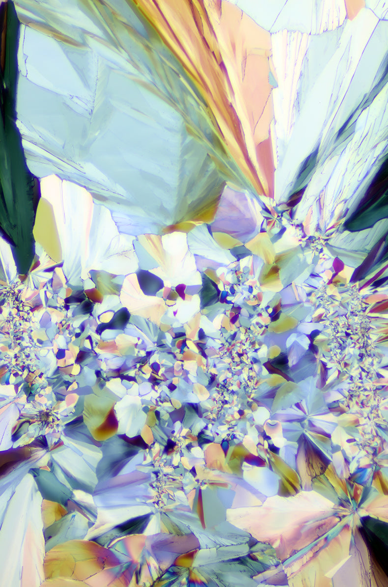 "ARRANGEMENT IN BLUES" -Photograph of crystalline tartaric found in wine