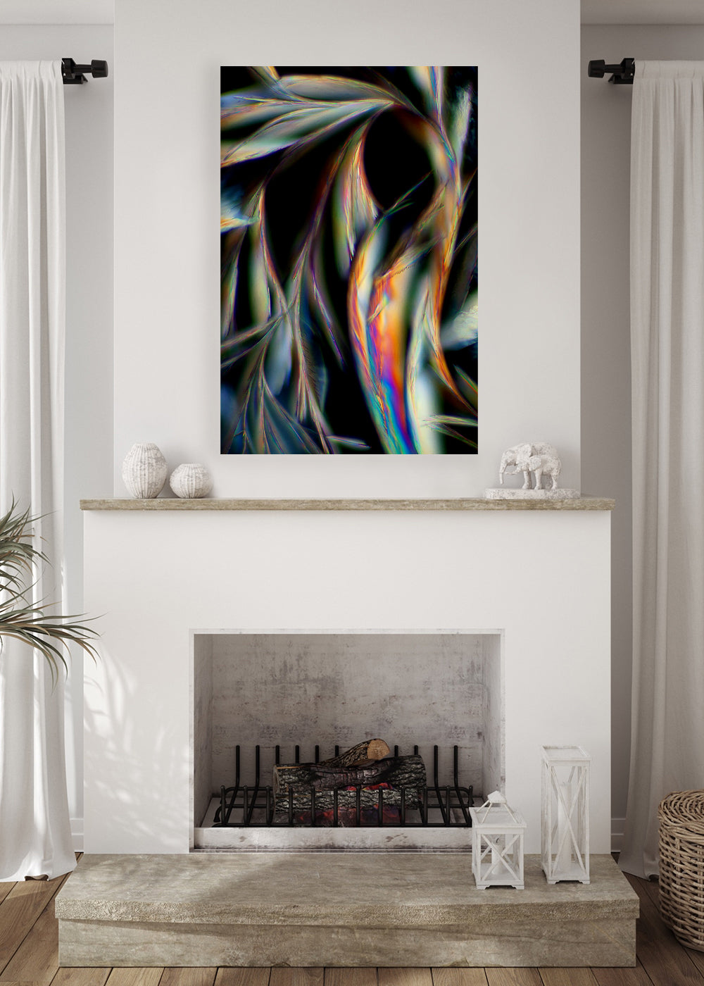 WHISPERS abstract wine wall art in modern interior – crystal photography